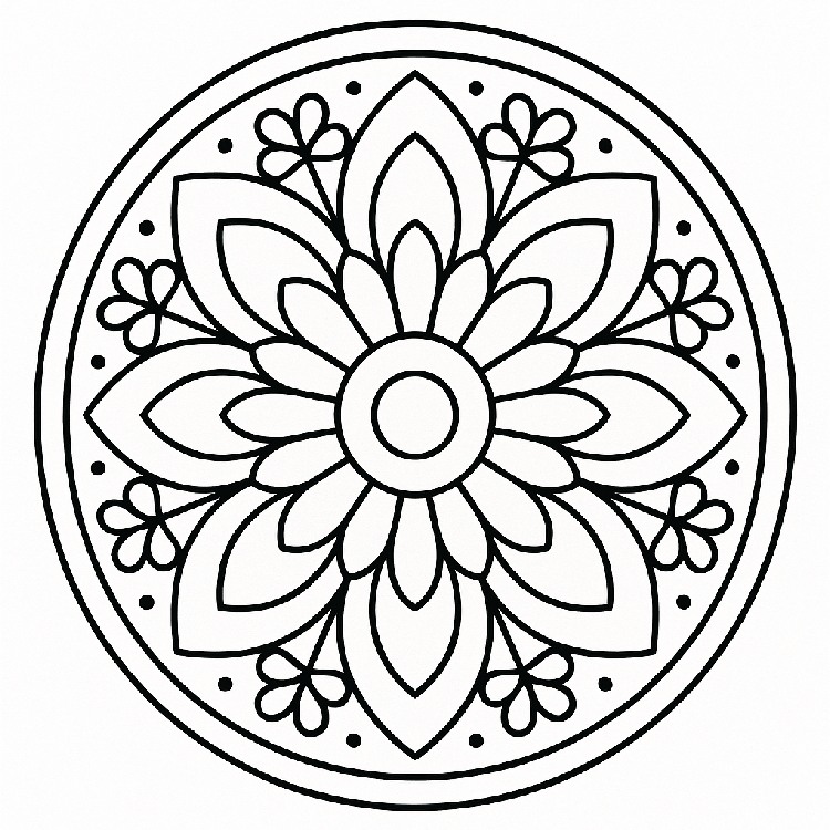 Mandala infantil para colorear i pintar