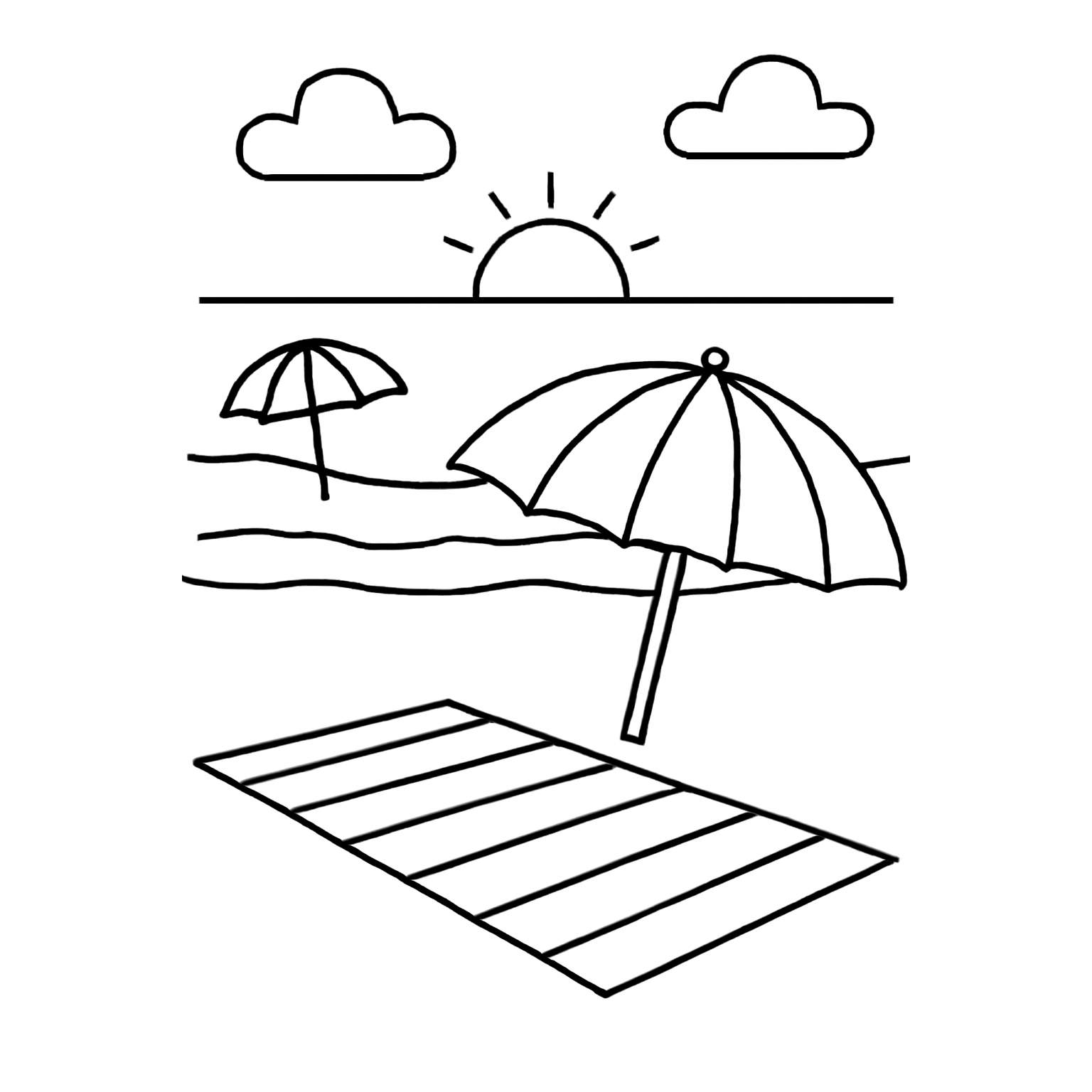dibujo de playa para colorear y pintar