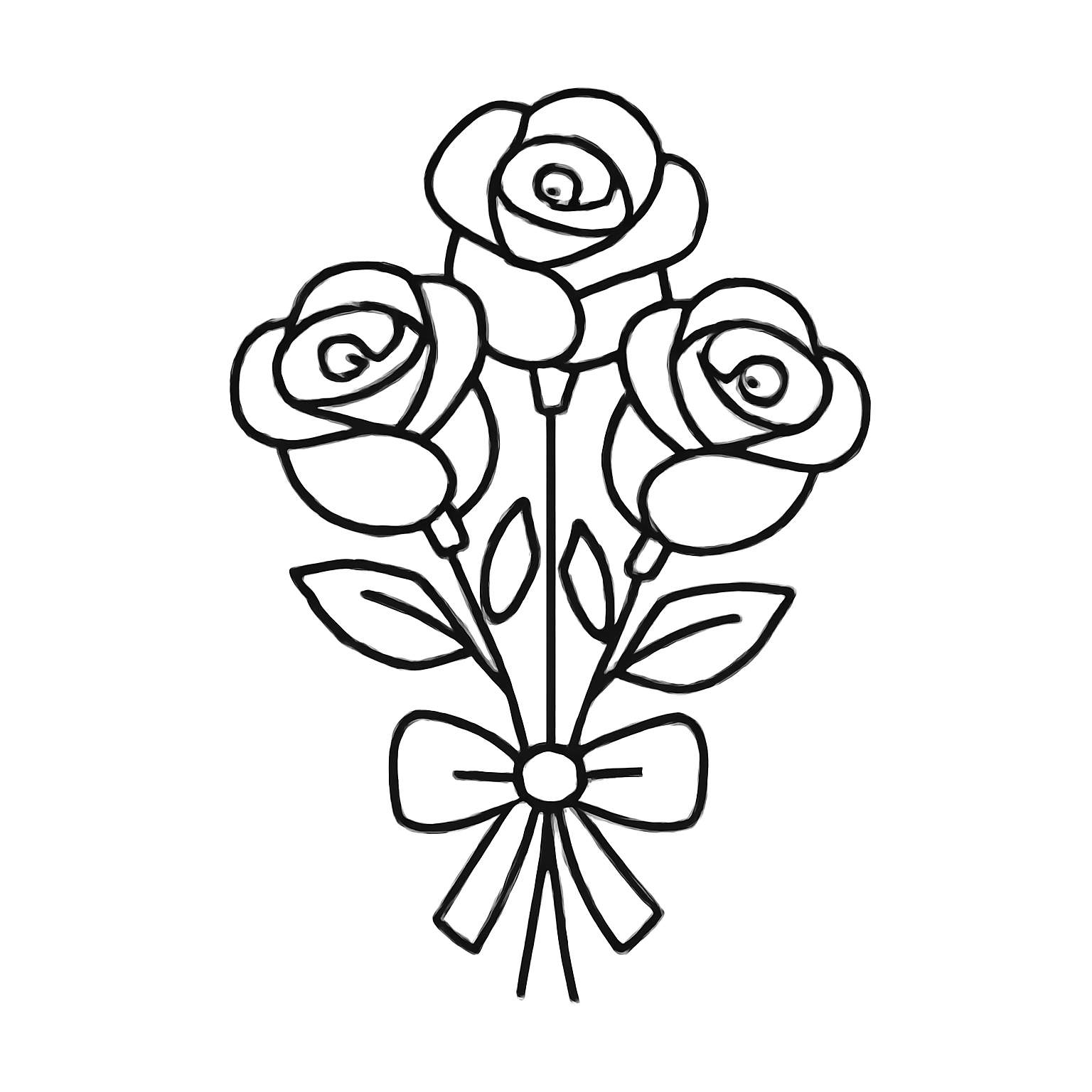 dibujo de rosas para colorear y pintar